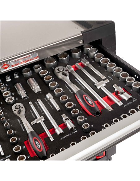AIRPRESS Carro de 217 herramientas 7 cajones con encimera de metal