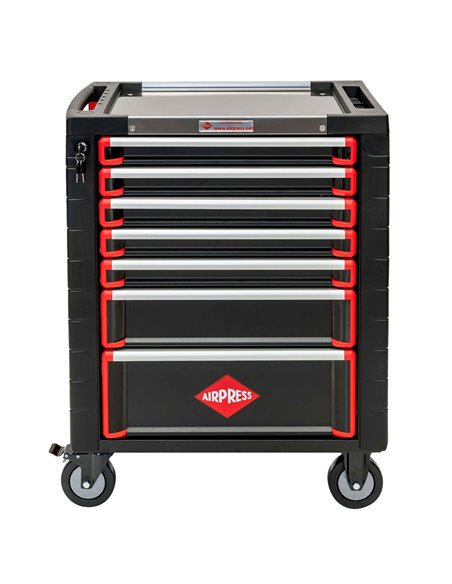 AIRPRESS Carro de 217 herramientas 7 cajones con encimera de metal