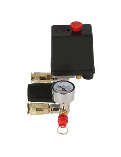 AIRPRESS Regulador de presión con presostato, 2 manómetros y 2 acoplamientos rápidos 2