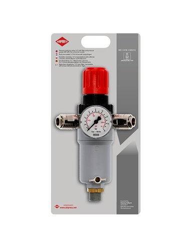 AIRPRESS Válvula reductora de presión 1/2" 12 bar con 2 acoplamiento rápidos