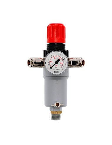 AIRPRESS Válvula reductora de presión 1/2" 12 bar con 2 acoplamiento rápidos