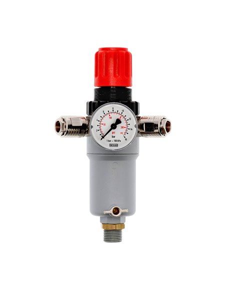 AIRPRESS Válvula reductora de presión 1/2" 12 bar con 2 acoplamiento rápidos