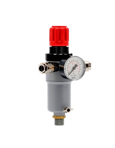 AIRPRESS Válvula reductora de presión 1/2" 12 bar con 2 acoplamiento rápidos