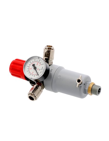 AIRPRESS Válvula reductora de presión 1/2" 12 bar con 2 acoplamiento rápidos