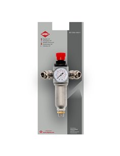 AIRPRESS Válvula reductora de presión 3/8" 10 bar con 2 acoplamiento rápidos universal