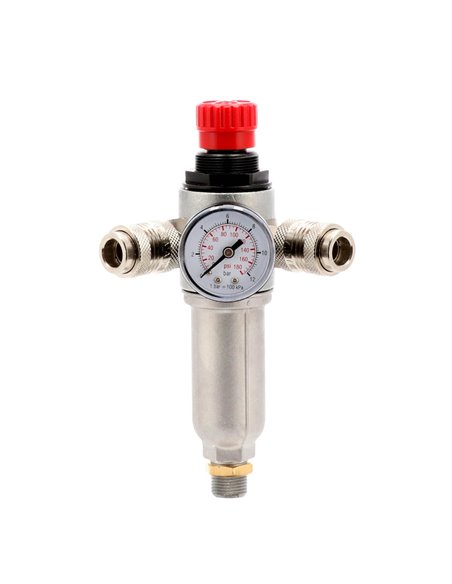 AIRPRESS Válvula reductora de presión 3/8" 10 bar con 2 acoplamiento rápidos universal