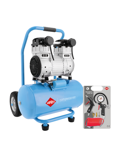 AIRPRESS Compresor de aire silencioso sin aceite LMO 25-250 8 bar 2 CV/1.5 kW 150 l/min 24 L