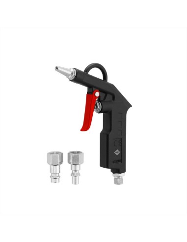 AIRPRESS Pistola de soplado con pico corto y enchufes de pezón 6 bar