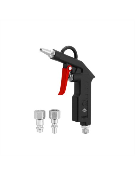 AIRPRESS Pistola de soplado con pico corto y enchufes de pezón 6 bar