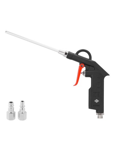 AIRPRESS Pistola de soplado con pico largo y enchufes de pezón