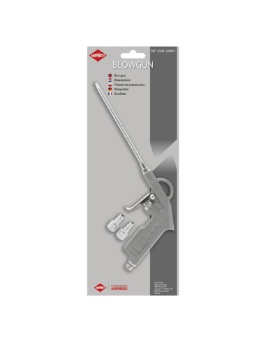 AIRPRESS Pistola de soplado con pico largo y enchufes de pezón