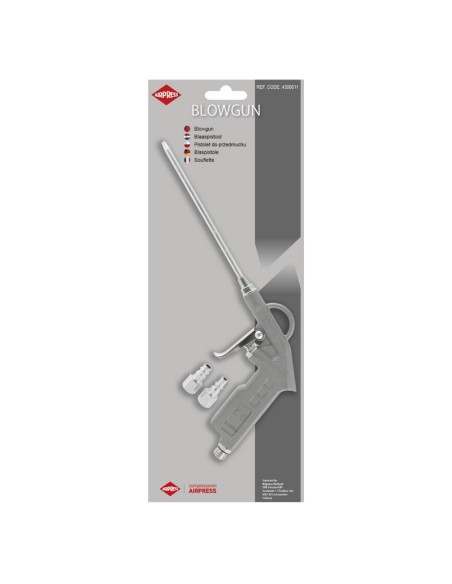 AIRPRESS Pistola de soplado con pico largo y enchufes de pezón