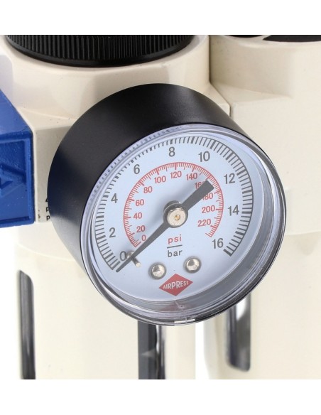 AIRPRESS Separador de aceite/agua válvula reductora de presión y engrasador 1/4" 15 bar