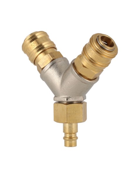 AIRPRESS Acoplamiento en Y 1/2" 2x Euro hembra/macho enchufe de pezón