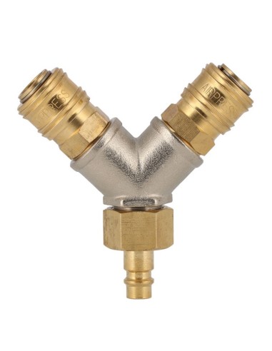 AIRPRESS Acoplamiento en Y 1/2" 2x Euro hembra/macho enchufe de pezón
