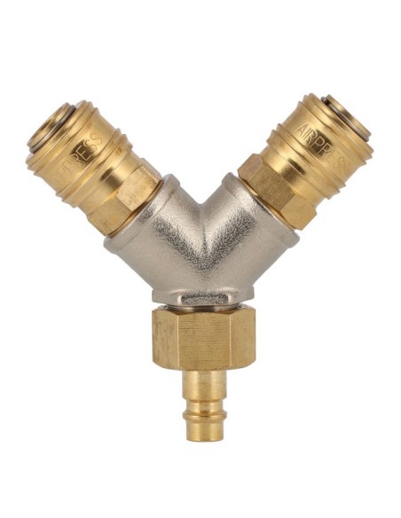 AIRPRESS Acoplamiento en Y 1/2" 2x Euro hembra/macho enchufe de pezón