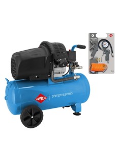 AIRPRESS Compresor de aire HL 425-50 doble pistón con juego de accesorios neumáticos