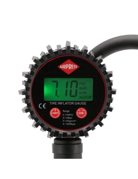 AIRPRESS Inflador de neumáticos con manómetro digital 10 bar 60 cm