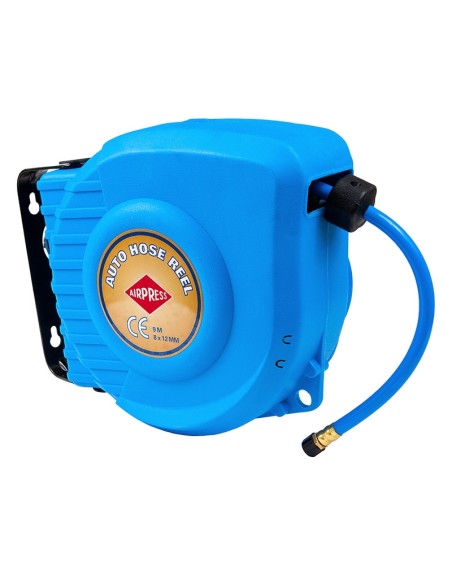 AIRPRESS Enrollador de manguera de aire de montaje en pared 9 m 8 x 12 mm 1/4" PU 12 bar