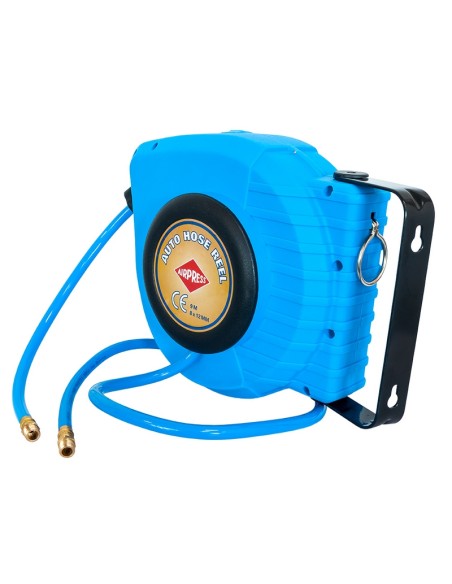 AIRPRESS Enrollador de manguera de aire de montaje en pared 9 m 8 x 12 mm 1/4" PU 12 bar