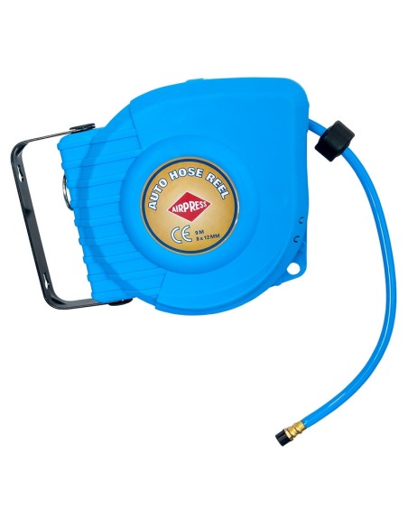 AIRPRESS Enrollador de manguera de aire de montaje en pared 9 m 8 x 12 mm 1/4" PU 12 bar