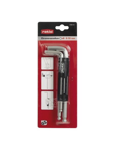 LLAVES ALLEN BOLA JG.8(2-10MM)RATIO (2)