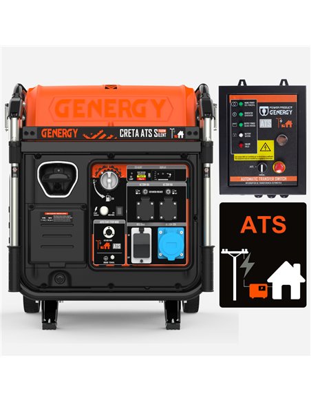 Generador 7500W-230V Inverter Silencioso Arranque Automático Fallo de Red Modelo Creta-ATS Silent