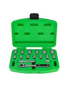 ESTUCHE DE HERRAMIENTAS GO-THROUGH DE 16 PIEZAS DE 1/4" CROMADO