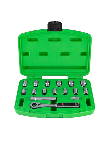 ESTUCHE DE HERRAMIENTAS GO-THROUGH DE 16 PIEZAS DE 1/4" CROMADO