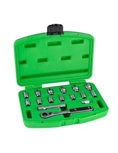 ESTUCHE DE HERRAMIENTAS GO-THROUGH DE 16 PIEZAS DE 1/4" CROMADO 2