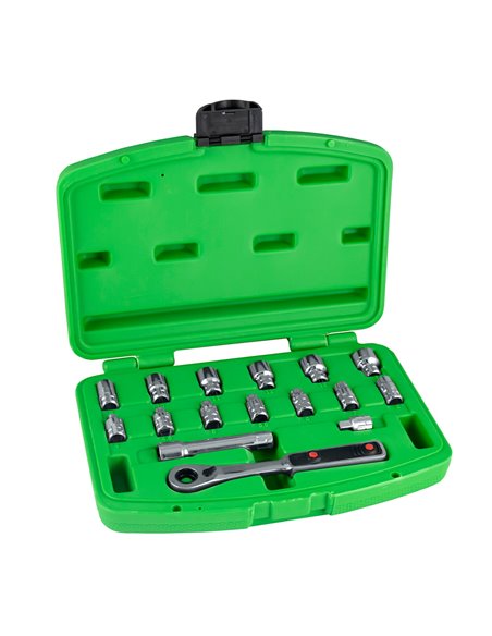 ESTUCHE DE HERRAMIENTAS GO-THROUGH DE 16 PIEZAS DE 1/4" CROMADO