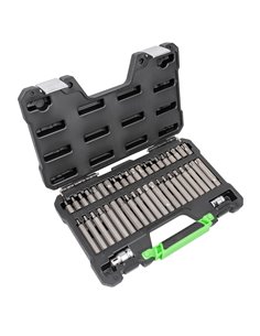 MALETÍN DE 42 PUNTAS HEXAGONALES, 12 CANTOS Y TORX DE 1/2" Y 3/8" 2