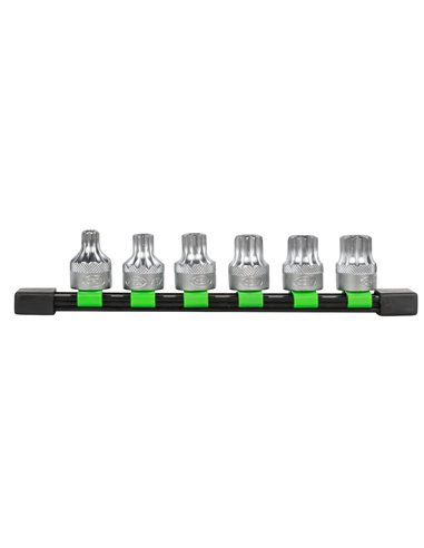 JUEGO DE 6 DE PUNTAS XZN DE 12 DIENTES INVIOLABLE CON VASO DE 1/2"