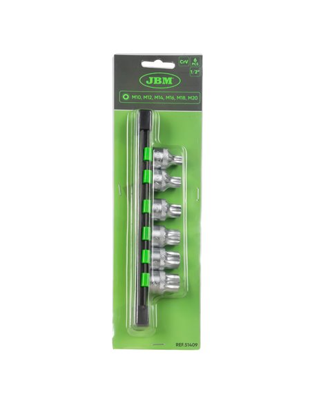 JUEGO DE 6 DE PUNTAS XZN DE 12 DIENTES INVIOLABLE CON VASO DE 1/2"