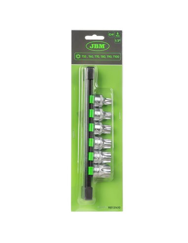 JUEGO DE 6 PUNTAS TORX INVIOLABLE CON VASO DE 1/2"