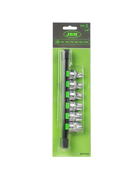JUEGO DE 6 PUNTAS TORX INVIOLABLE CON VASO DE 1/2"