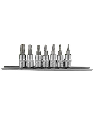 JUEGO DE 7 PUNTAS TS DE 5 DIENTES INVIOLABLE CON VASO DE 1/4"