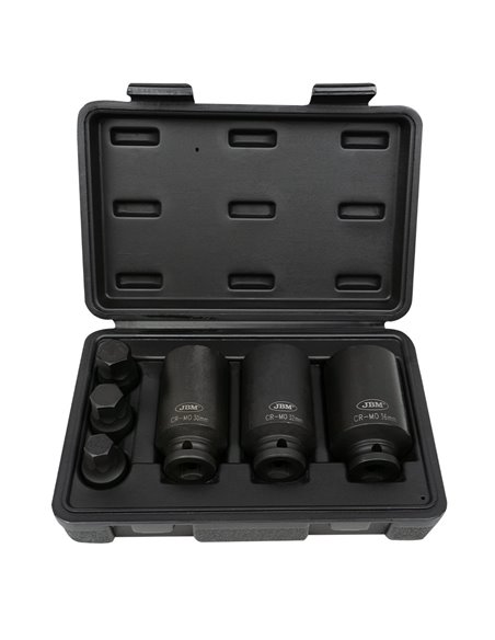 SET DE 3 VASOS Y 3 PUNTAS DE IMPACTO HEXAGONALES DE 1/2" 