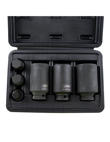 SET DE 3 VASOS Y 3 PUNTAS DE IMPACTO HEXAGONALES DE 1/2" 