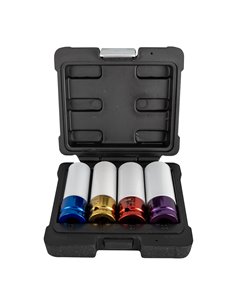 SET DE 4 VASOS DE IMPACTO DE 1/2" ESPECIAL EXTRACCIÓN RUEDAS