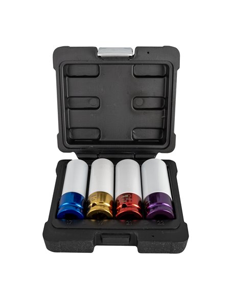 SET DE 4 VASOS DE IMPACTO DE 1/2" ESPECIAL EXTRACCIÓN RUEDAS