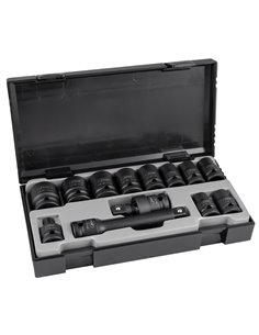 SET DE 13 VASOS DE IMPACTO HEXAGONALES DE 1/2" + ADAPTADOR 2