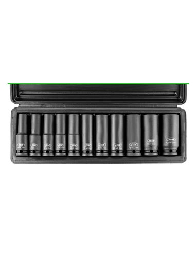 SET DE 11 VASOS DE IMPACTO HEXAGONAL DE 1/2"