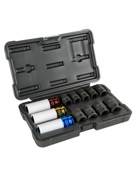 SET DE 12 VASOS DE IMPACTO DE 1/2" ESPECIAL EXTRACCIÓN RUEDAS