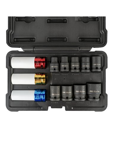 SET DE 12 VASOS DE IMPACTO DE 1/2" ESPECIAL EXTRACCIÓN RUEDAS