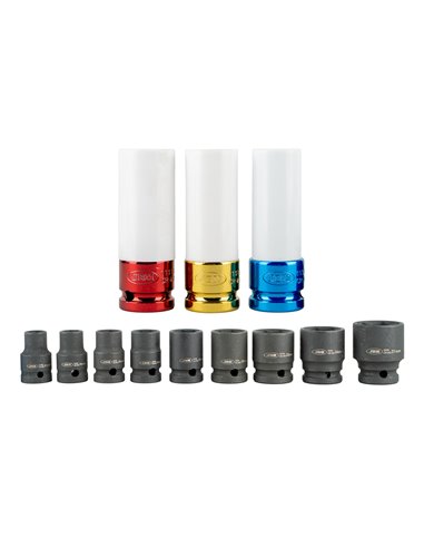SET DE 12 VASOS DE IMPACTO DE 1/2" ESPECIAL EXTRACCIÓN RUEDAS
