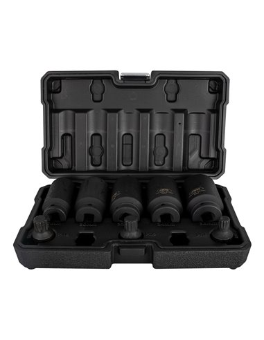 SET DE 5 VASOS Y 3 PUNTAS DE IMPACTO XZN DE 1/2"