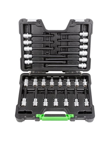 MALETÍN DE 26 PUNTAS DE 1/2" PARA TORNILLOS DE 12 CANTOS 