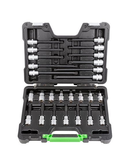 MALETÍN DE 26 PUNTAS DE 1/2" PARA TORNILLOS DE 12 CANTOS 