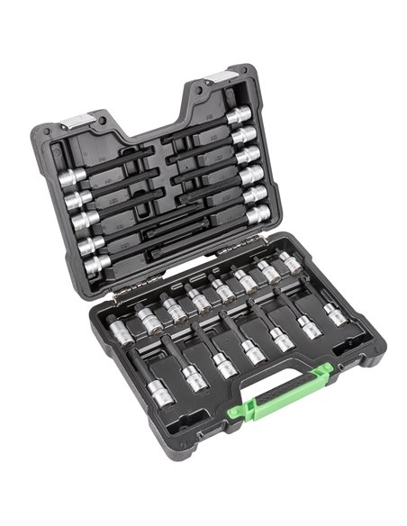 MALETÍN DE 26 PUNTAS DE 1/2" PARA TORNILLOS DE 12 CANTOS 